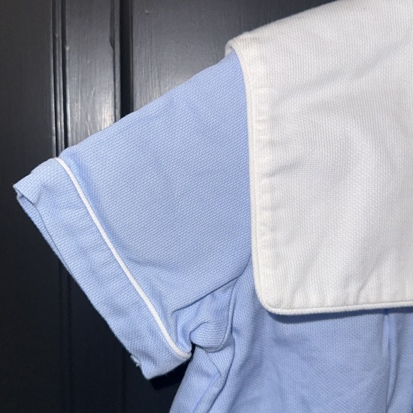 Monday’s Child Blue Corduroy Bubble Romper w/ White Peter Pan Collar 18m - Picture 3 of 5